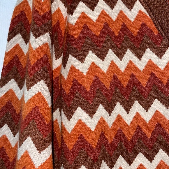 Unique Vintage retro brown chevron 1970s style cardigan - Picture 6 of 7